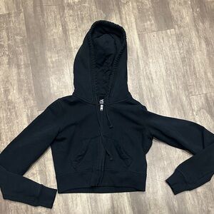 Hollister Black Cropped zip up Hoodie